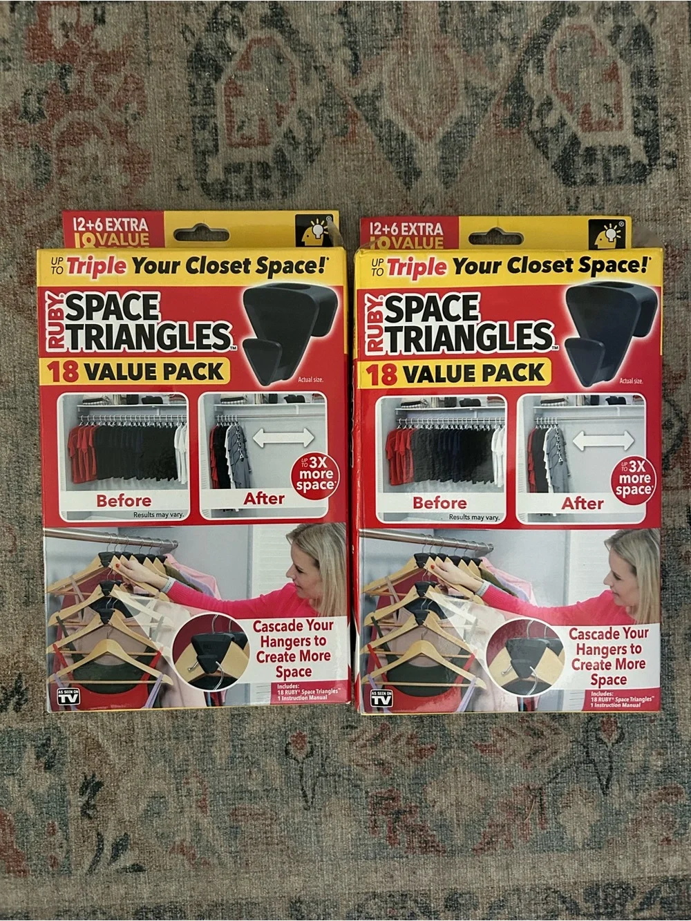 2 Boxes of Space Saving Triangles 18-Pack Spacers - Black